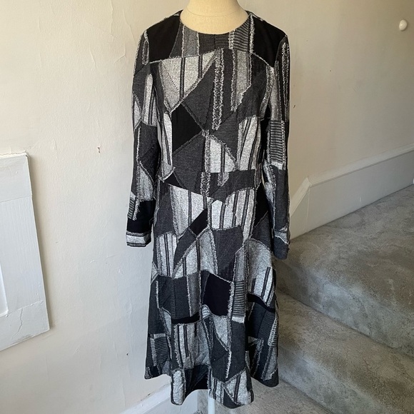 LaMala Gray Patchwork Long Sleeve Dress EUC - Picture 1 of 8